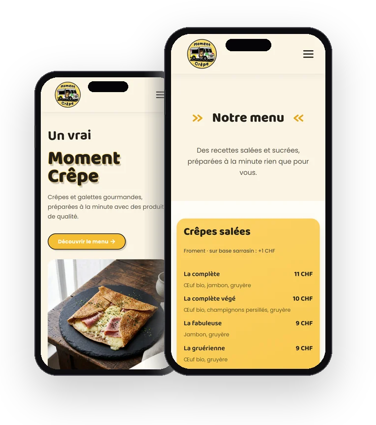 Moment Crêpe: the project on mobile